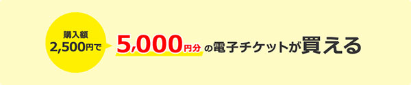 購入額2500円で、5000円分の電子チケットが買える！